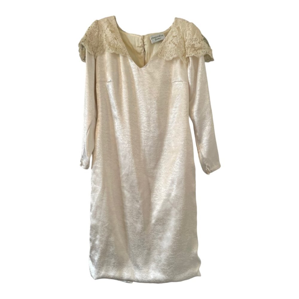 Patricia Green Couture Vintage Ivory Lace Midi Dress S/M